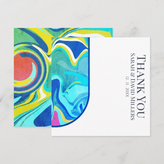 Modern Liquid Grunge Vibrant Wedding Thank You Card (Front/Back)