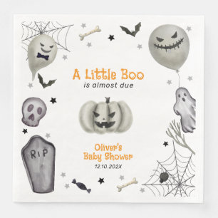 Modern Little Boo Ghost Boy Baby Shower Napkin
