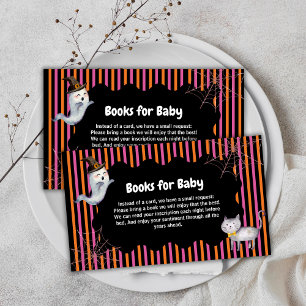 Modern Little Boo Ghost Cat Books For Baby Shower Enclosure Card