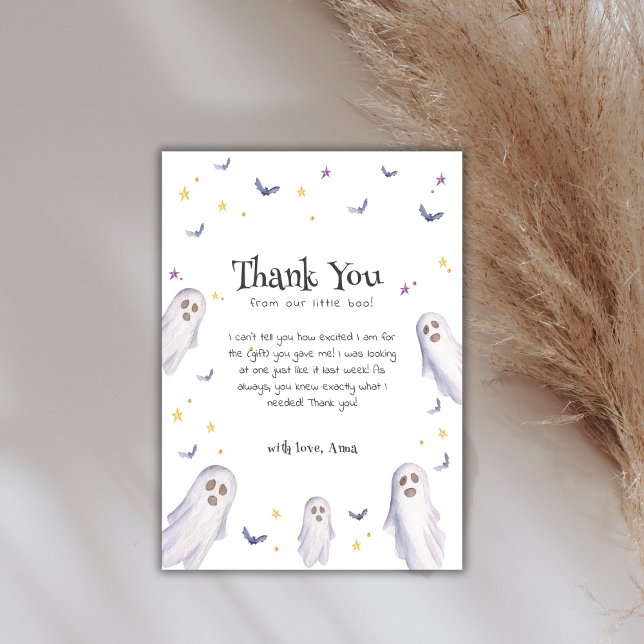 Modern Little Boo Stars Ghost Baby Shower Thank You Card (Modern Little Boo Stars Ghost Baby Shower Thank You Card)