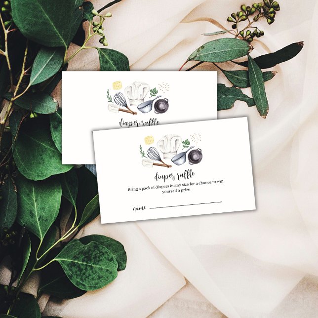 Modern Little Chef Diaper Raffle Baby Shower  Enclosure Card (Modern Little Chef Diaper Raffle Baby Shower Enclosure Card)