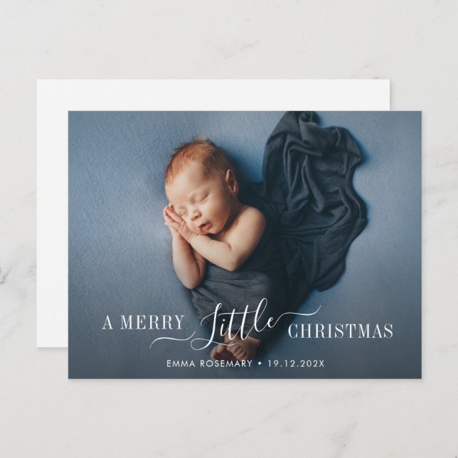 modern little christmas birth announcement card (Front/Back)