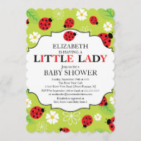 Modern Little Lady Red Ladybug Baby Shower