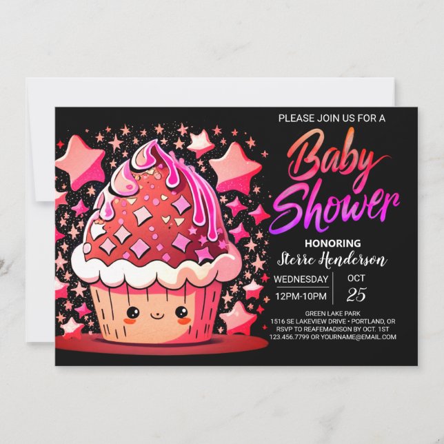 Modern Little Muffin Girl Baby Shower Invitation (Front)