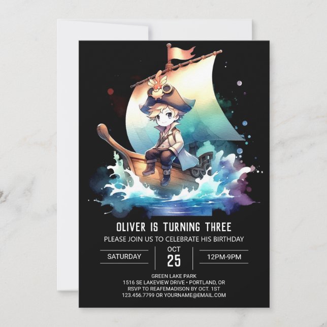 Modern Little Pirate Birthday Invitation (Front)