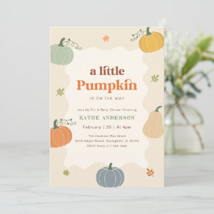 Modern Little Pumpkin Fall Autumn Baby Shower Invitation