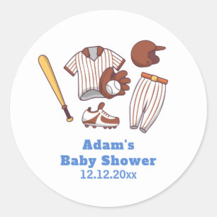 Modern Little Slugger Baseball Sport Baby Shower Classic Round Sticker