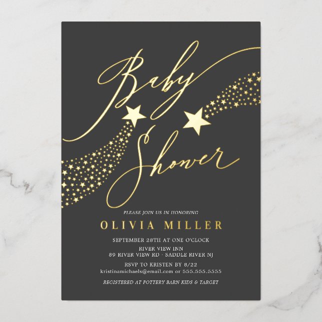 Modern Little Star Foil Invitation (Front)