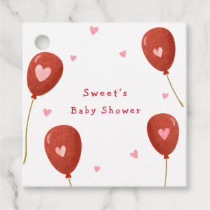 Modern Little Sweetheart Balloon Baby Shower Favour Tags
