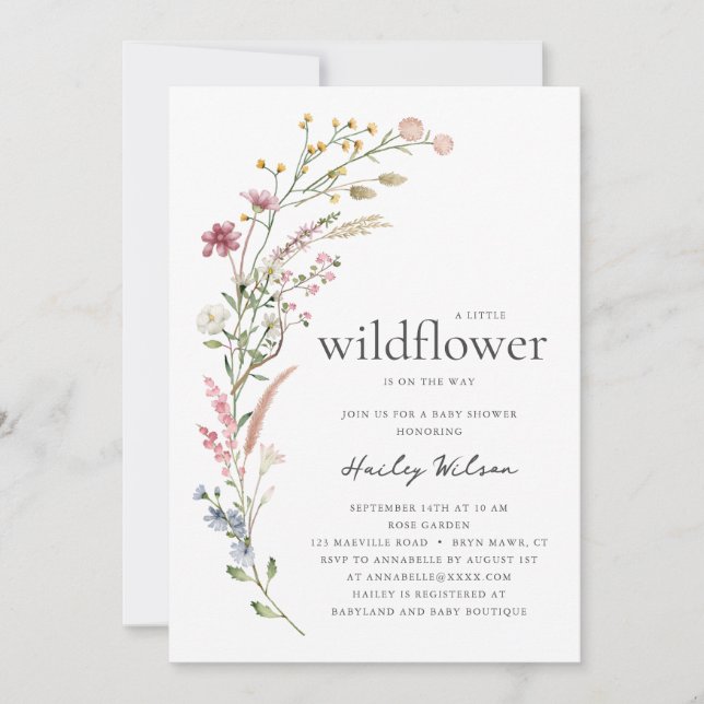 Modern Little Wildflower Baby Shower Invitation (Front)