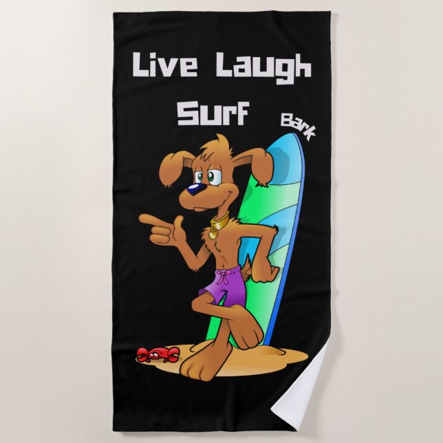 Modern Live Laugh Surf  Beach Towel (Front)