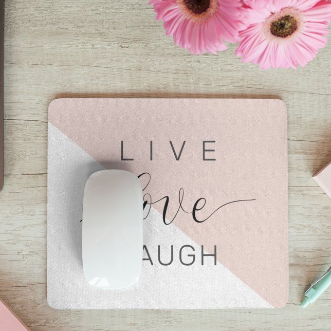 Modern Live Love Laugh Positive Motivation Quote Mouse Mat (Creator Uploaded)