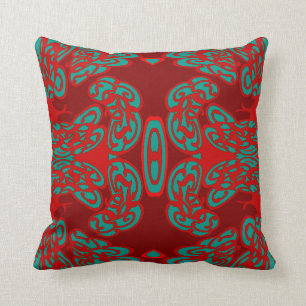 Modern Living on Teal/Shades of Red Cushion