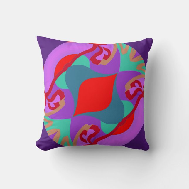 Modern Living- Purple/Tan/Lavender/Red/Teal/Green Cushion (Front)