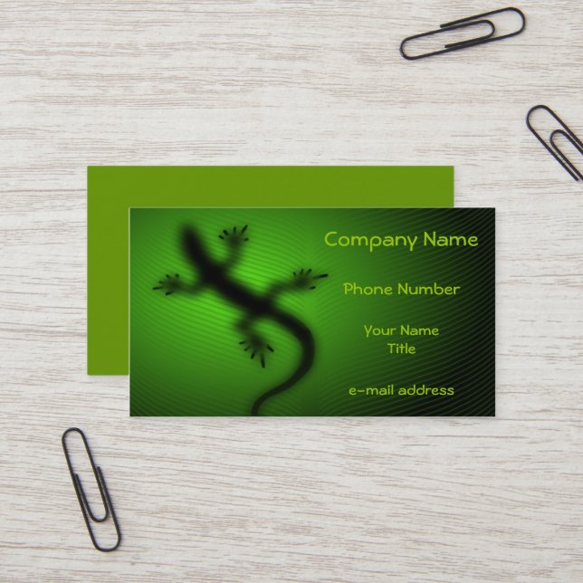 Modern Lizard Silhouette Business Card (Front/Back In Situ)