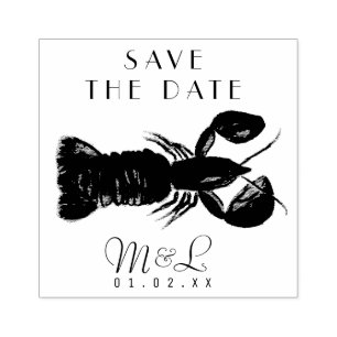 Modern Lobster Ocean Save the Date Design Stamp