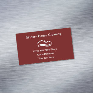 Modern Local House Cleaning Service Magnetic Business Card