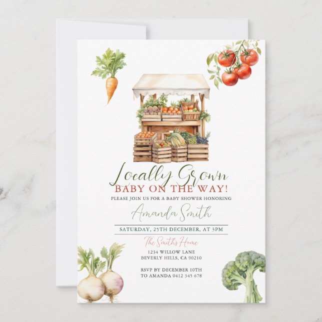 Modern Locally Grown Fresh Market Baby Shower  Invitation (Front)