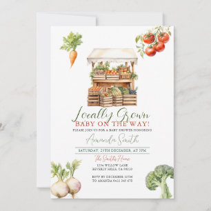 Modern Locally Grown Fresh Market Baby Shower  Invitation