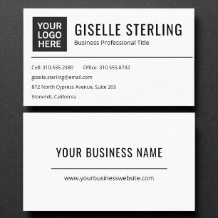 Modern Logo Black and White Professional Business Card