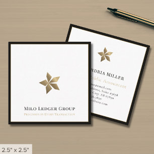 Modern Logo Black Border Square Business Card