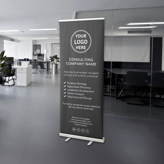 Modern Logo Black Business Event Retractable Banner (Modern Logo Black Blue Business Event Retractable Banner)