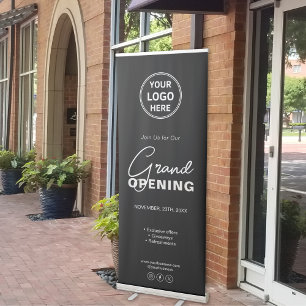 Modern Logo Black Business Opening Retractable Banner