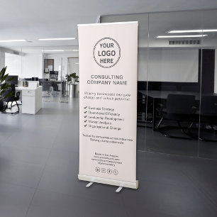 Modern Logo Blush Pink Business Event Consultant Retractable Banner