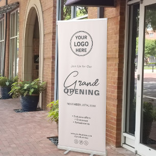Modern Logo Blush Pink Business Opening Retractable Banner