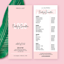 Modern Logo Blush Pink Lashes Beauty Price List