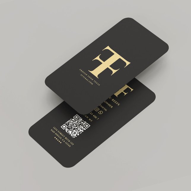 Modern Logo Company Monogram F T Black Gold Business Card (Modern Logo Company Monogram F T Black Gold Business Card
)