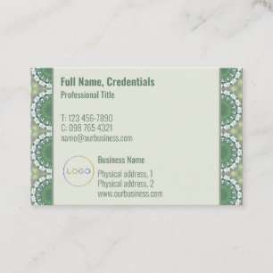 Modern Logo Elegant Spring Floral Abstract Green Business Card