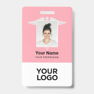 Modern Logo Employee Doctor Nurse Photo Name ID Badge