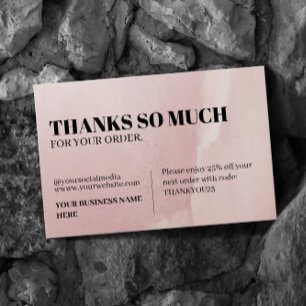 Modern Logo Flat Pink Thank You Business Card