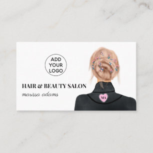 Modern logo hair beauty salon fashion illustration business card