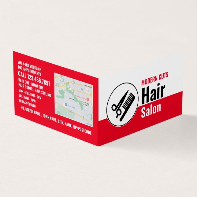 Modern Logo, Hair Stylist, Hair Salon Loyalty Business Card (Outside)