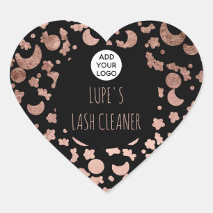 Modern logo lashes rose gold cute moon pattern heart sticker