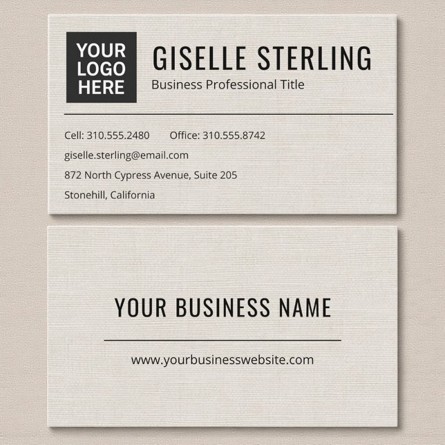 Modern Logo Linen Professional Business Card (Creator Uploaded)