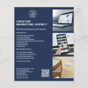 Modern Logo Marketing Creative Business Navy Blue Flyer