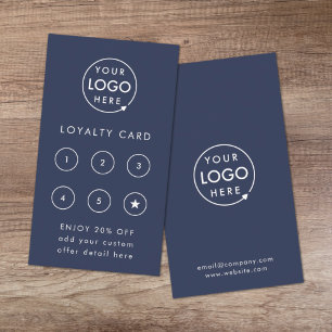 Modern Logo Navy Blue Business Discount Reward Loyalty Card