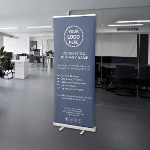 Modern Logo Navy Blue Business Event Consultant Retractable Banner