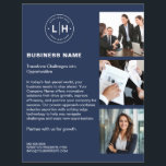 Modern Logo Navy Promotional Corporate Business Flyer<br><div class="desc">Make a lasting impression with this modern personalised business flyer. Featuring space for your custom logo, three photos, and personalised text, this flyer is perfect for showcasing your brand's unique identity. Whether promoting services, products, or corporate events, this sleek design ensures your message is clear, professional, and visually appealing. Ideal...</div>