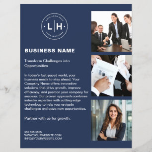 Modern Logo Navy Promotional Corporate Business Flyer