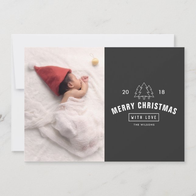 Modern Logo Newborn Baby Christmas Holiday Card (Front)