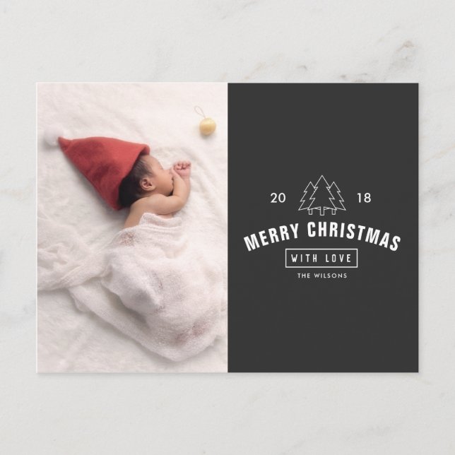 Modern Logo Newborn Baby Christmas Holiday Postcard (Front)