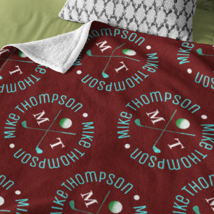 Modern Logo Pattern for a Stylish Golf-Player Fleece Blanket