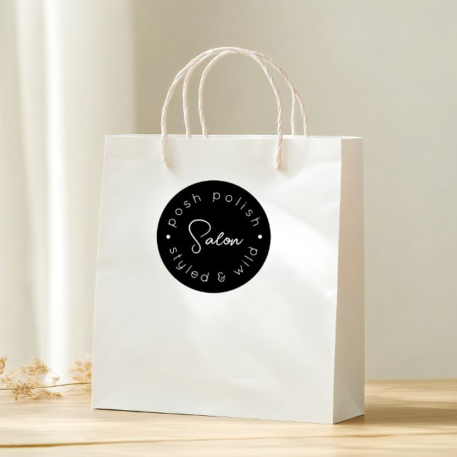 Modern logo personalised business hair salon classic round sticker (Creator Uploaded)