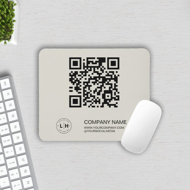 Modern Logo Personalised Business Mouse Mat (Custom Business Logo QR code Company Mouse Pad by MINTIC DESIGN STUDIO)