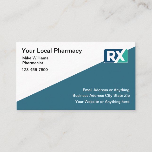 Modern Logo Pharmacy Business Cards (Front)
