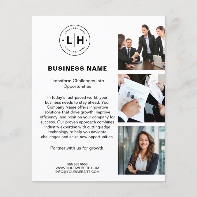 Modern Logo Photo Corporate White Business Flyer (Front)